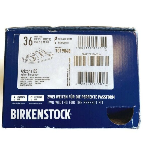 Birkenstock Womens Sz 5-5.5 Arizona BS Sandals EU 36 NARROW Fit Velvet Burgundy - Picture 9 of 10